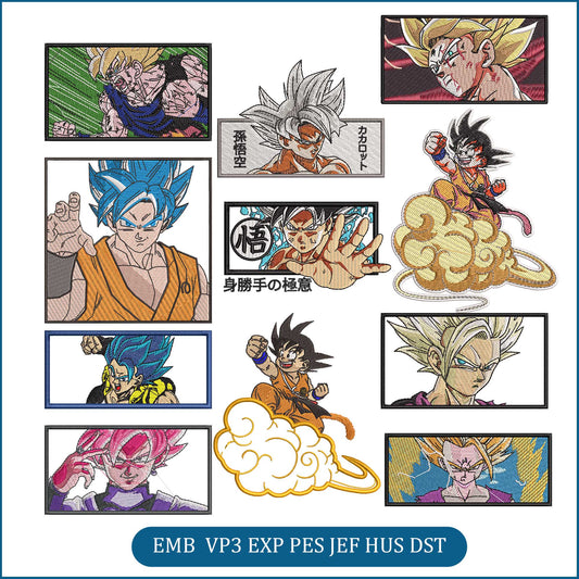 Anime Embroidery Bundle, Digital Anime Embroidery