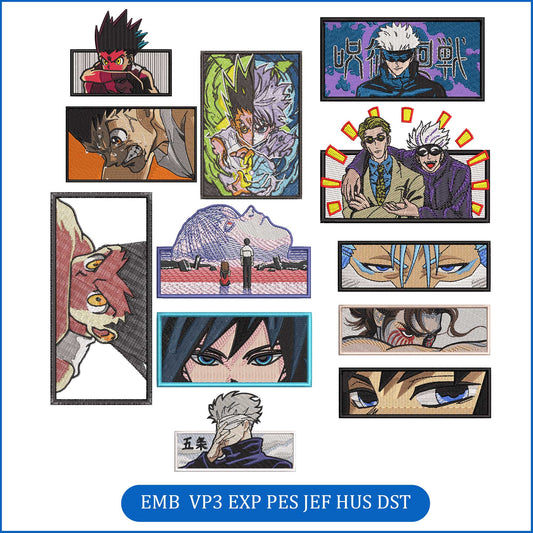 Anime Embroidery Bundle, Digital Anime Embroidery