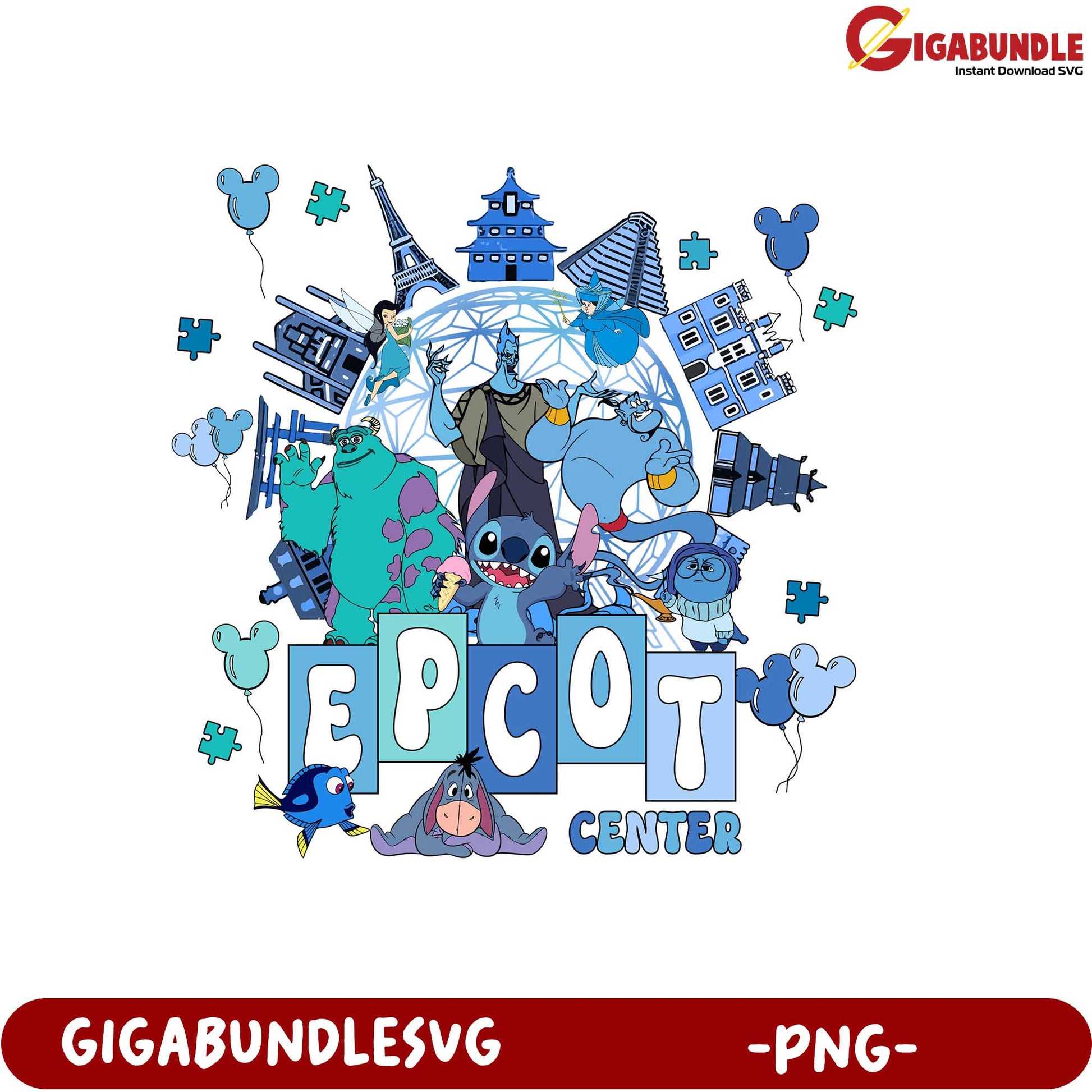 EPCOT Center Character Design Colorful PNG Art for Disney Fans