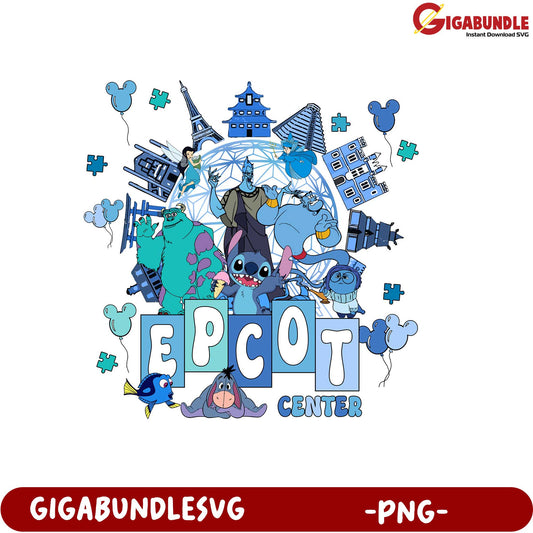 EPCOT Center Character Design Colorful PNG Art for Disney Fans