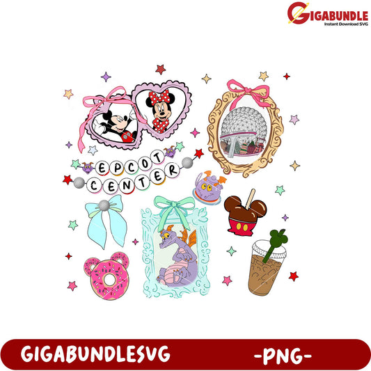 EPCOT Center Mickey Mouse Themed Stickers PNG Design