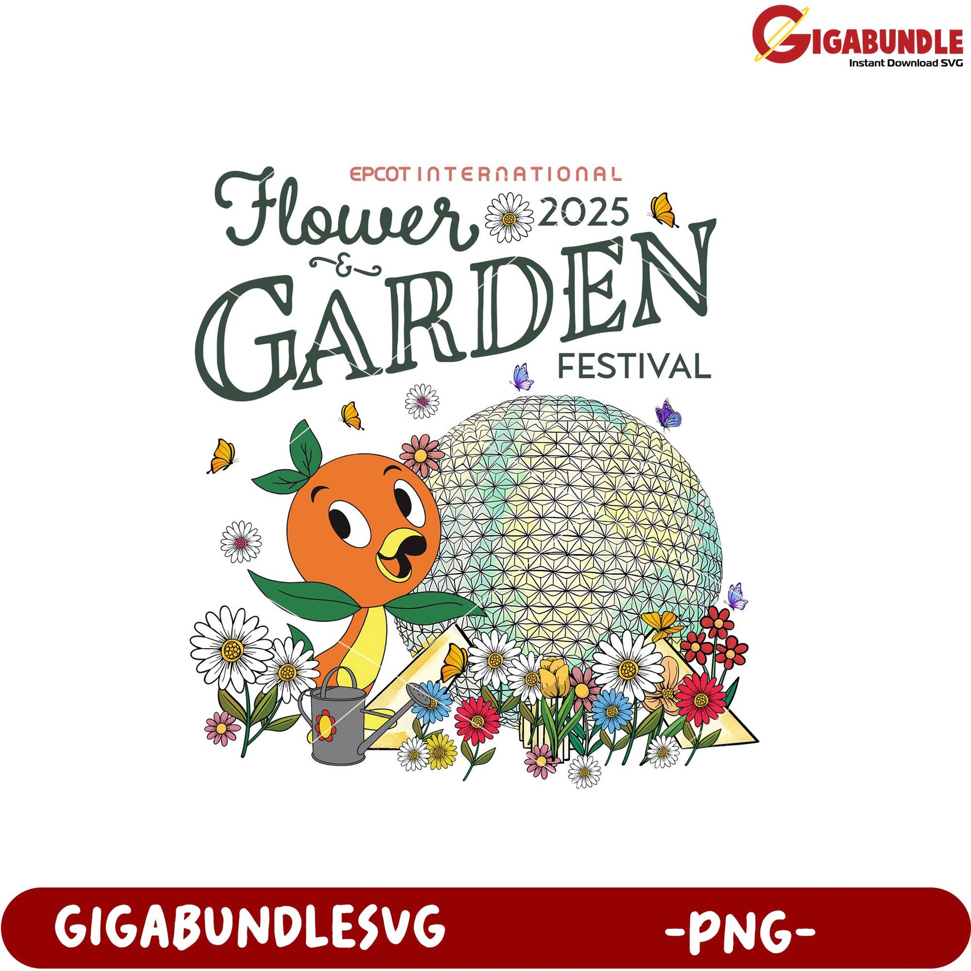 EPCOT Flower Garden Festival 2025 Character Design PNG