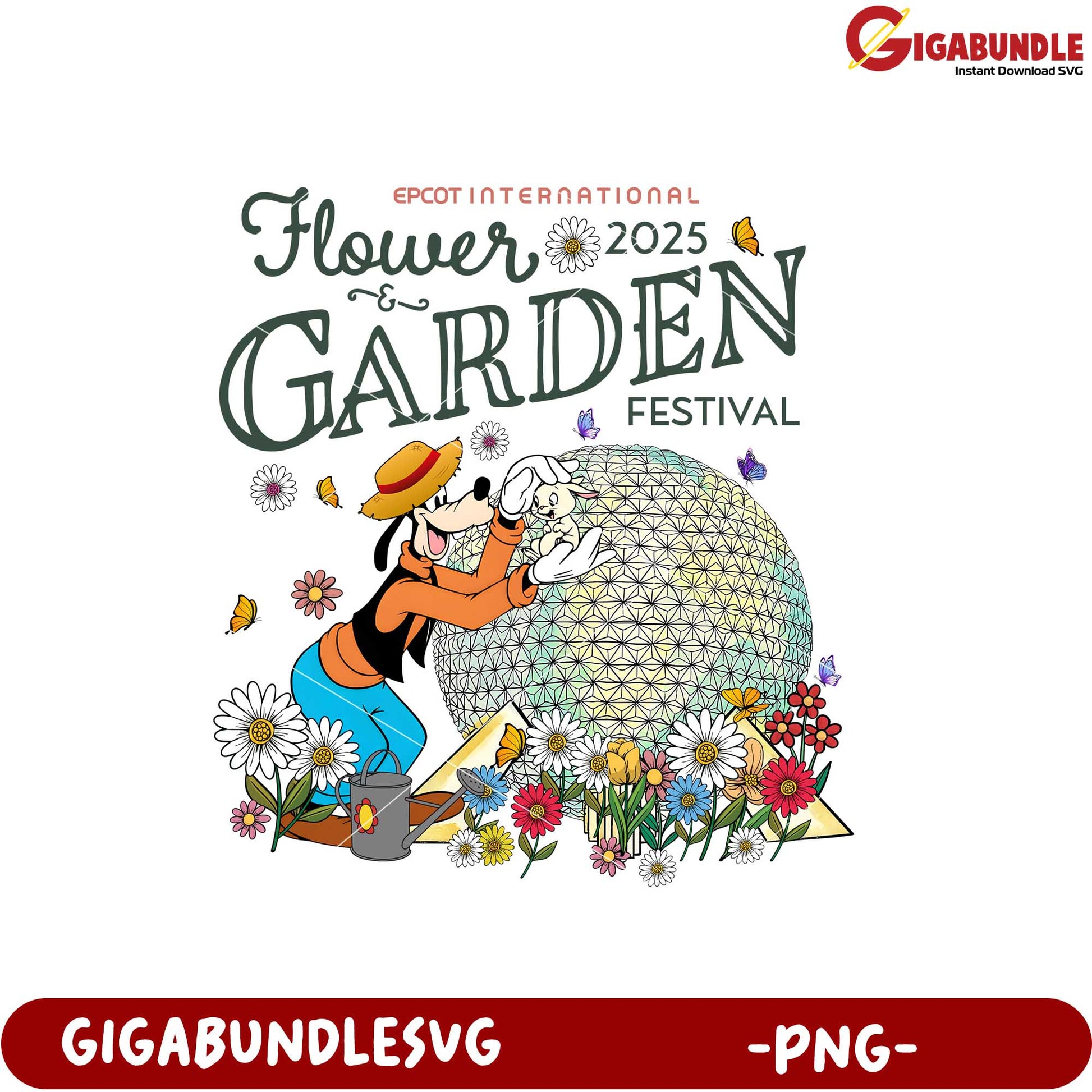 EPCOT Flower Garden Festival 2025 Goofy PNG Design