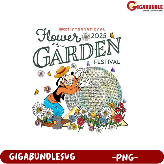 EPCOT Flower Garden Festival 2025 Goofy PNG Design