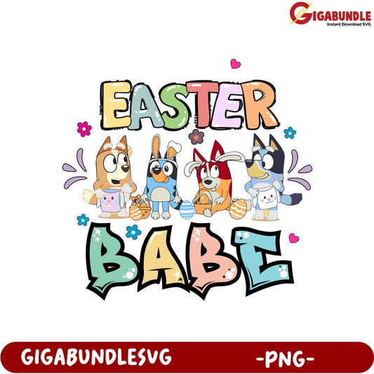 Easter Babe Cute PNG Graphic with Adorable Cartoon Animals