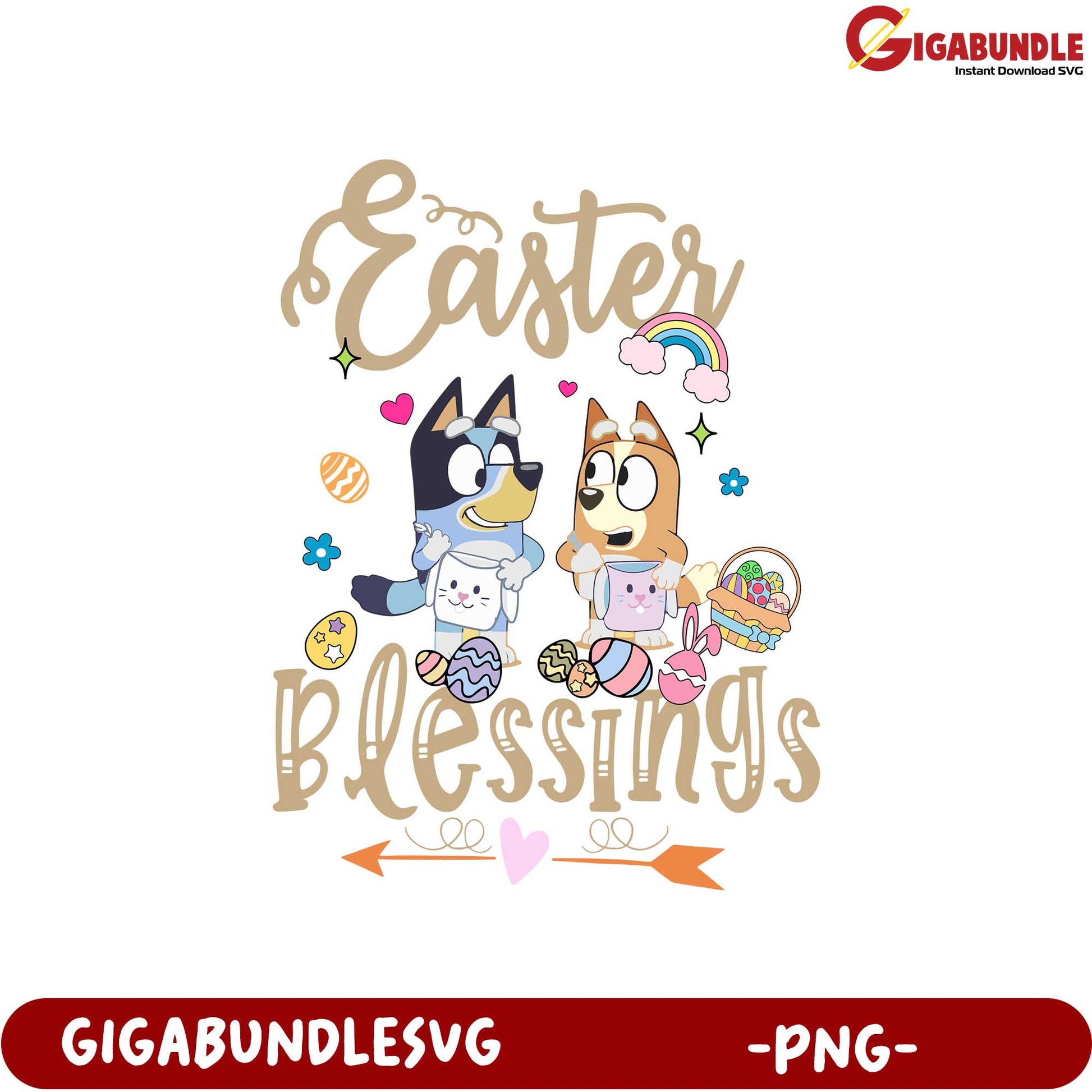 Easter Blessings PNG — Cute Cartoon Characters Celebration Design