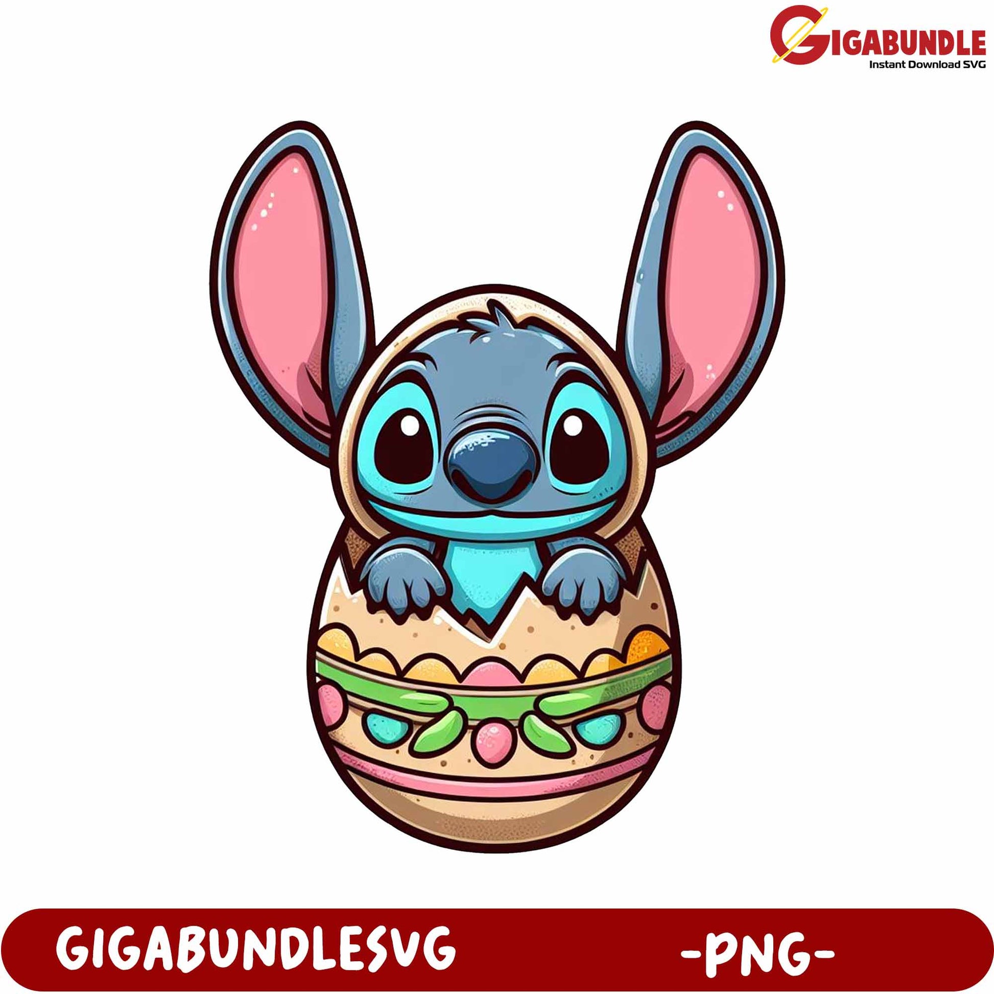 Easter Bunny Character in Egg PNG for Crafts and Designs