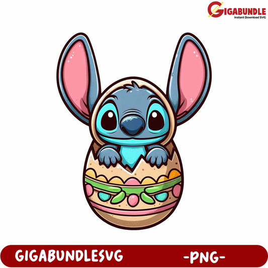 Easter Bunny Character in Egg PNG for Crafts and Designs