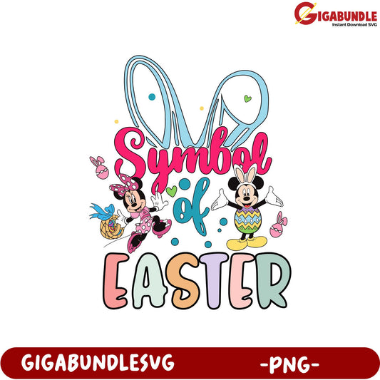 Easter Bunny Design with Mickey and Minnie  PNG Download