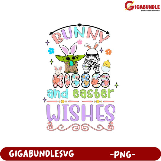 Easter Bunny Kisses and Wishes PNG Design for Creative Crafts