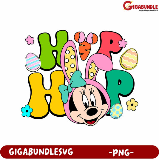 Easter Bunny Minnie Mouse Hip Hop Colorful PNG Design