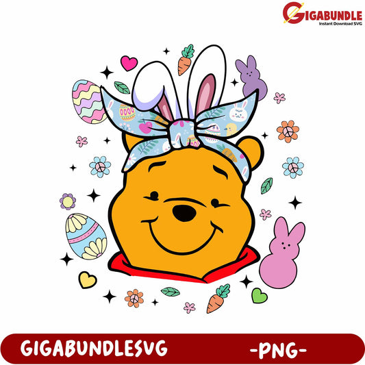 Easter Bunny Theme PNG Graphic with Adorable Bear Design
