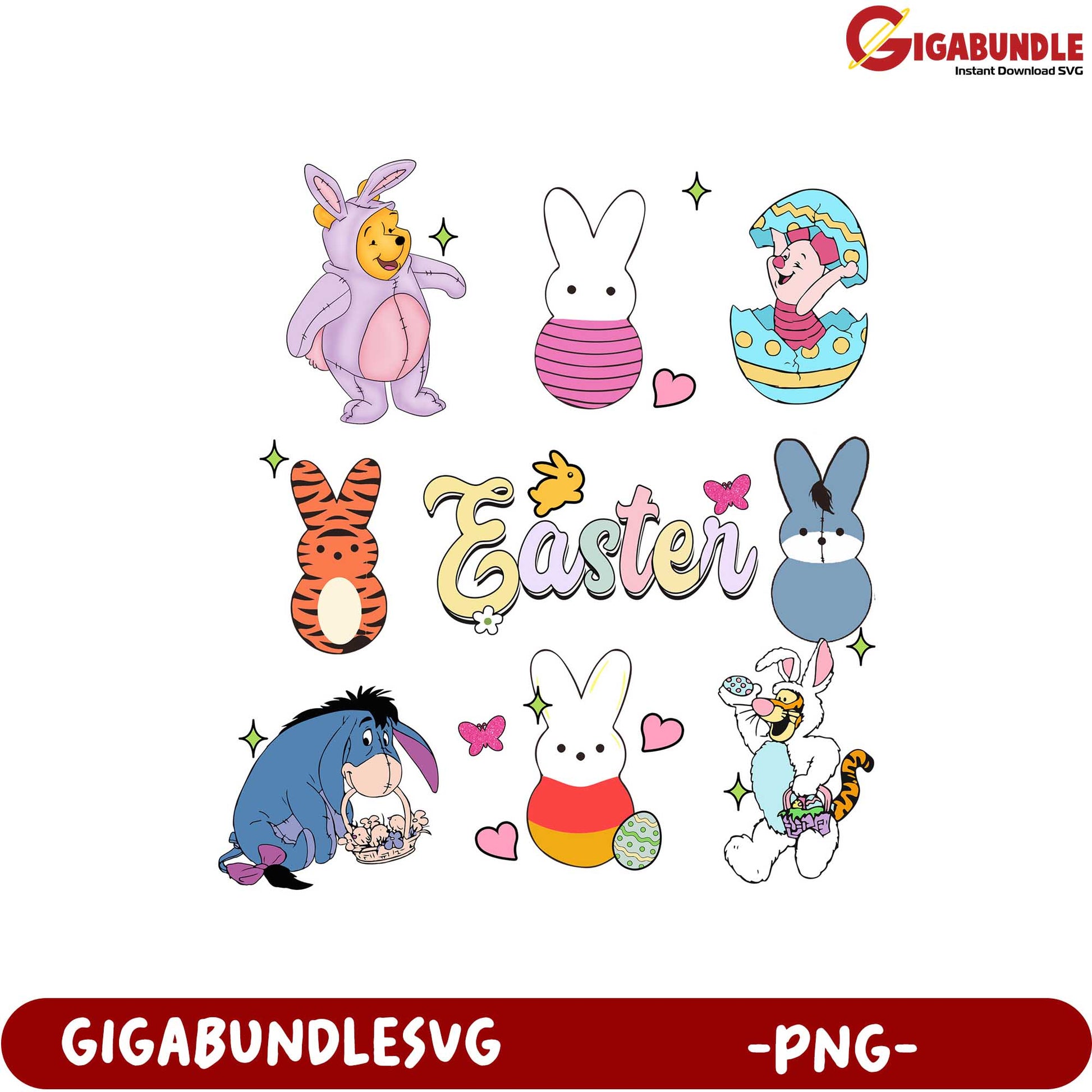 Easter Bunny and Friends PNG Design for Festive Celebrations