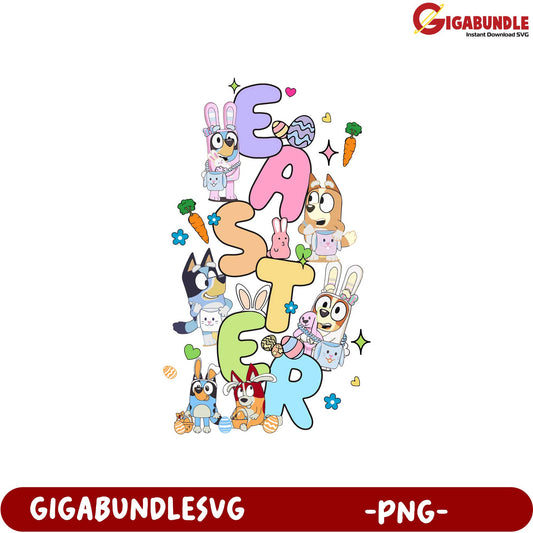 Easter Celebration PNG Graphic with Cute Cartoon Characters