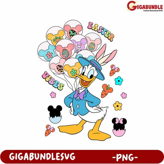 Easter Donald Duck Balloons PNG Art for Festive Celebrations