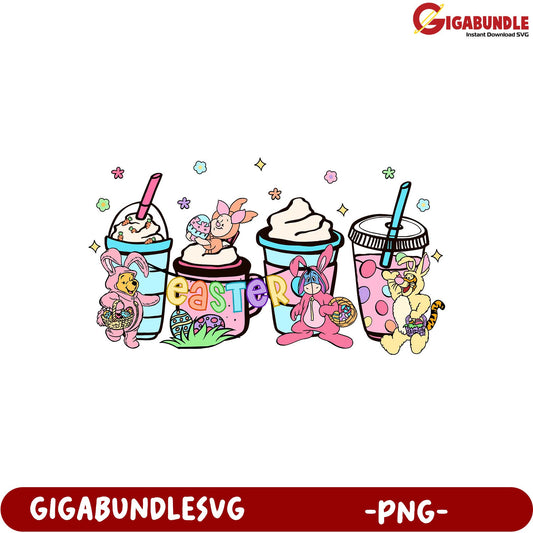 Easter Fun with Cute Bunnies & Ice Cream PNG Design