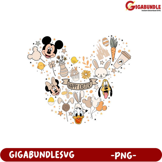 Easter Mickey Mouse Character Art PNG Graphic Design