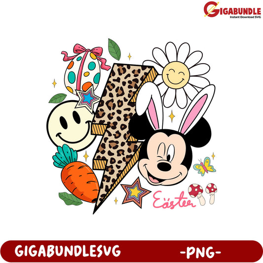 Easter PNG Graphic Featuring Mickey Mouse and Colorful Designs