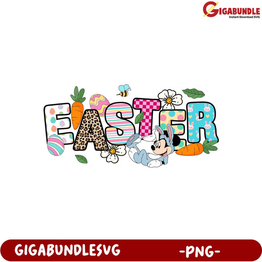 Easter SVG PNG Design with Colorful Letters and Bunny Theme