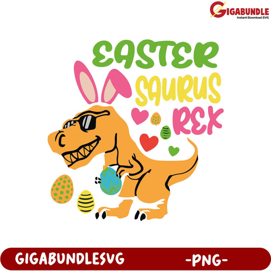 Easter Saurus Rex PNG - Fun Dinosaur Graphic Design for Kids