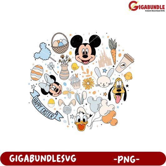 Easter Theme Mickey Mouse Cartoon PNG Graphic Design