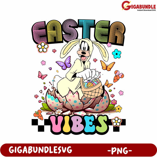 Easter Vibes Bunny Illustration PNG for Spring Celebrations
