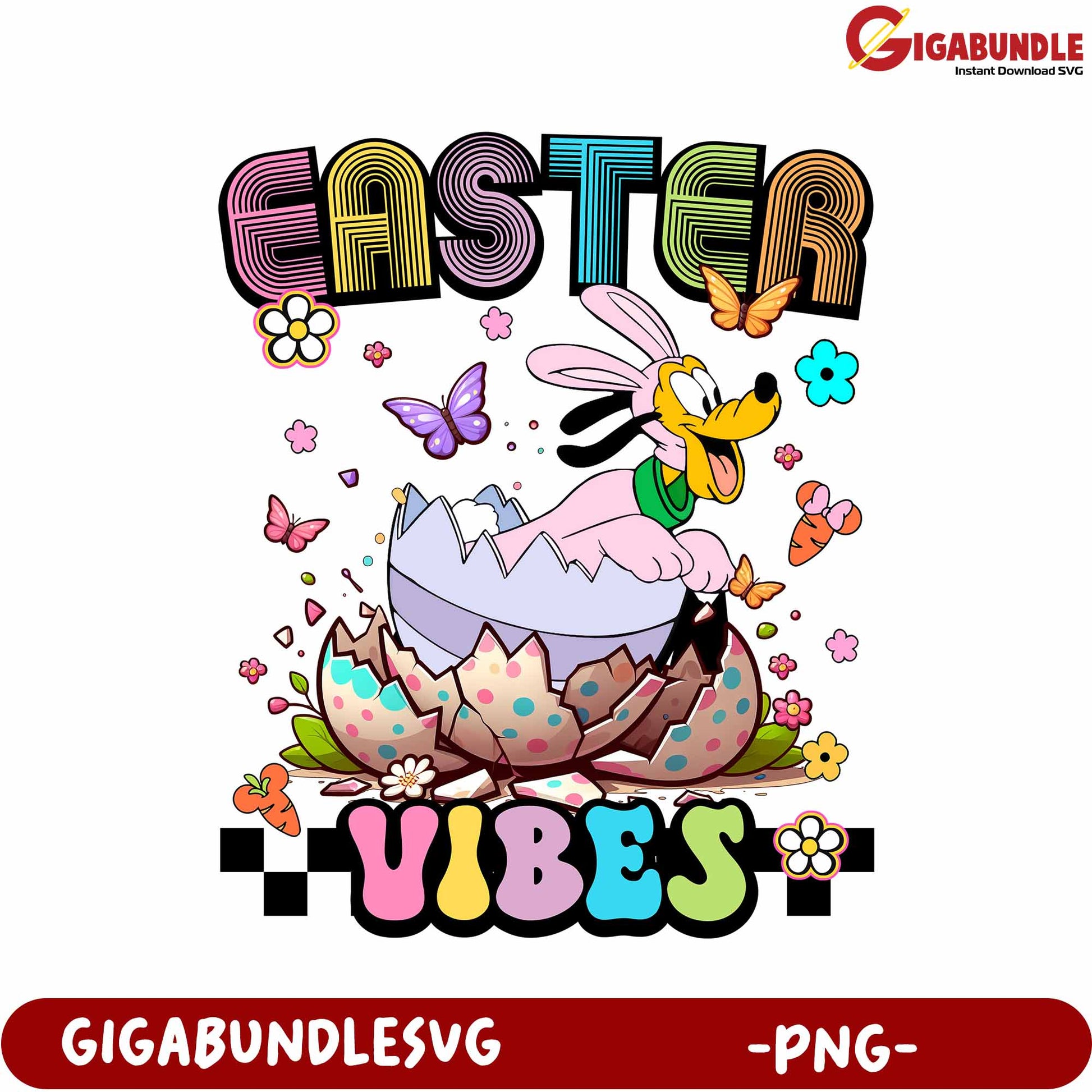 Easter Vibes Colorful PNG Graphic for Spring Celebrations