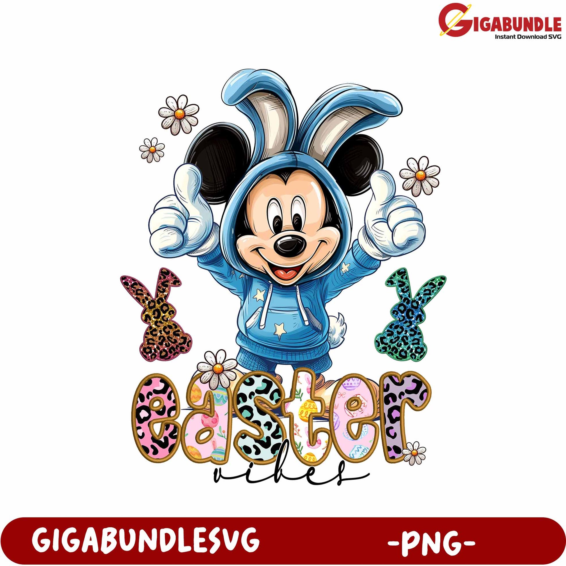Easter Vibes Cute Bunny PNG File for Celebrations and Crafts