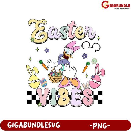 Easter Vibes PNG Design featuring a Fun Cartoon Duck Character