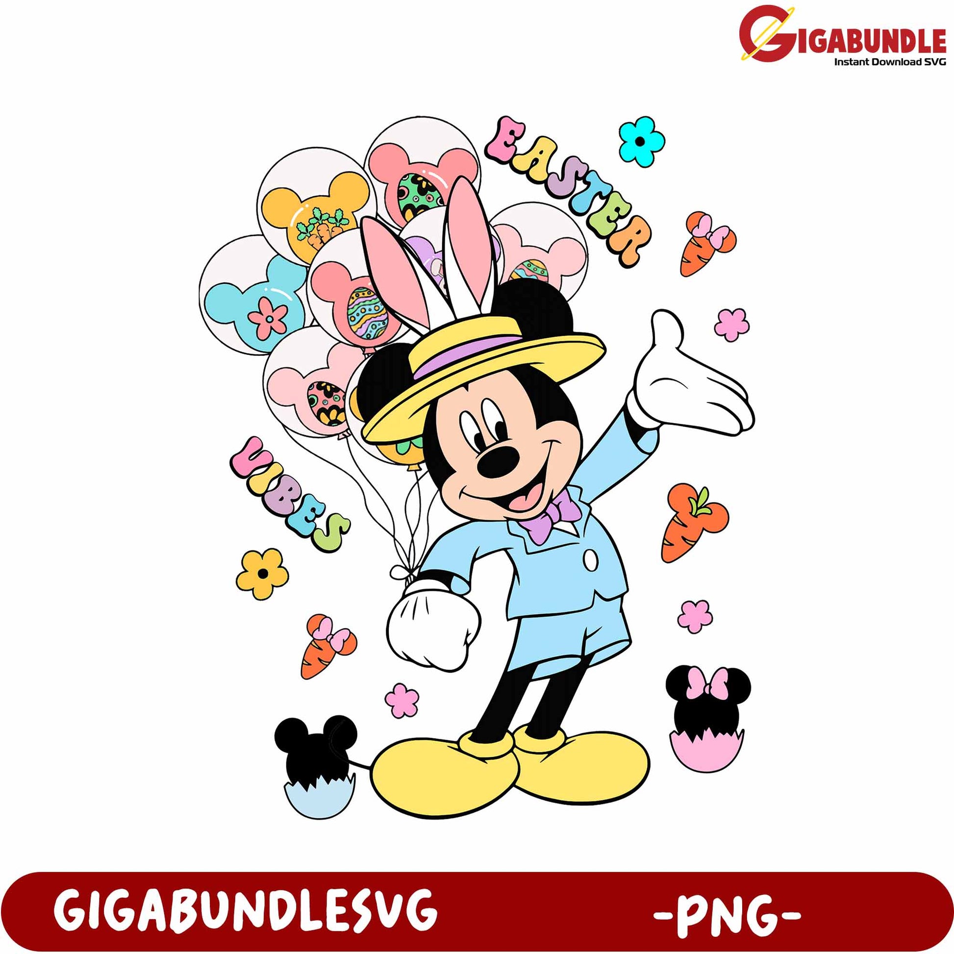 Easter Vibes PNG Design with Balloons and Fun Characters