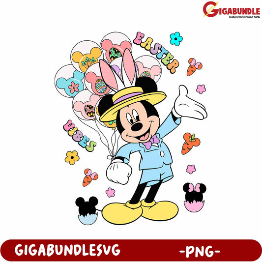 Easter Vibes PNG Design with Balloons and Fun Characters