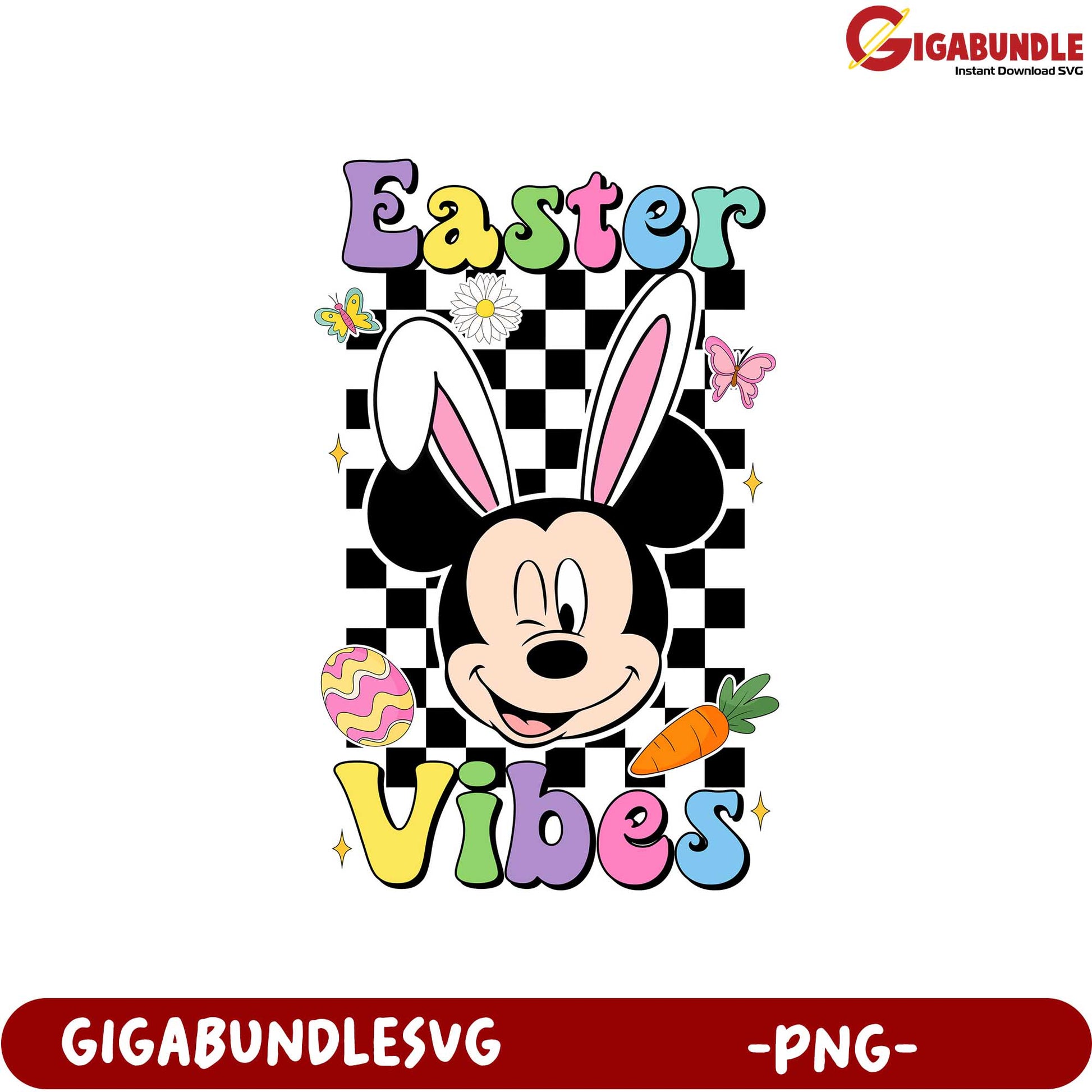 Easter Vibes PNG Graphic – Fun Mickey Bunny Art Design