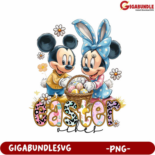 Easter Vibes PNG featuring Mickey and Minnie Mouse Characters