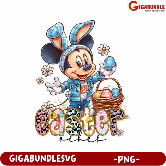 Easter Vibes with Adorable Bunny Character - PNG Download
