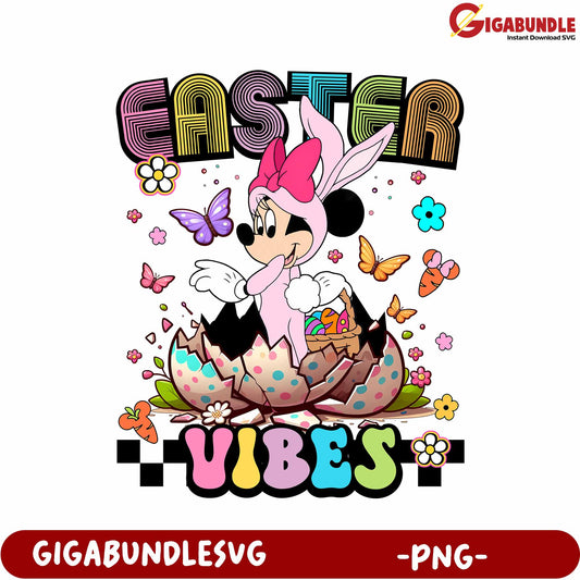 Easter Vibes with Cute Bunny Character - PNG Design Download