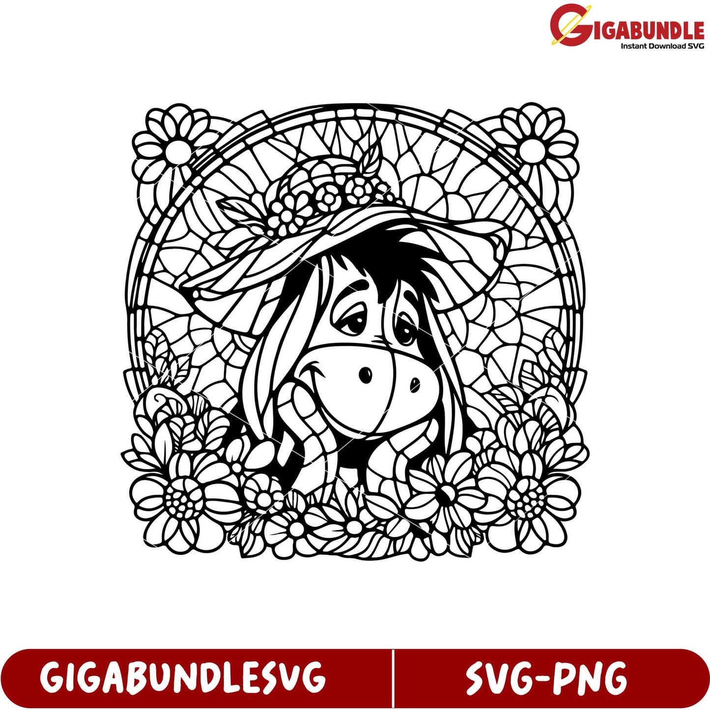 Eeyore Floral Design SVG Art for Creative Crafting Projects Download