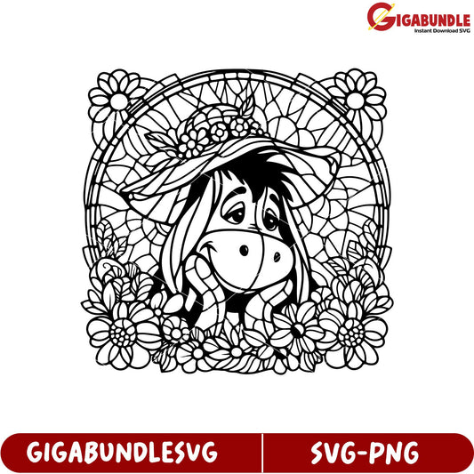 Eeyore Floral Design SVG Art for Creative Crafting Projects Download
