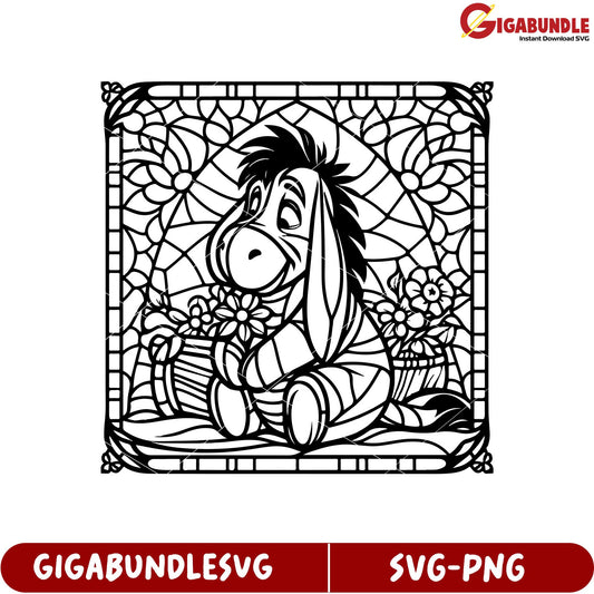 Eeyore Flower Basket SVG Cut File for Scrapbooking and Crafts Design