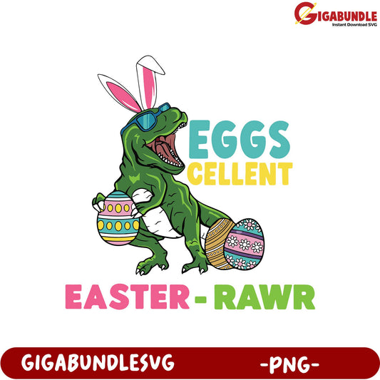 Eggs-Cellent Dinosaur Easter PNG Design for Festive Fun