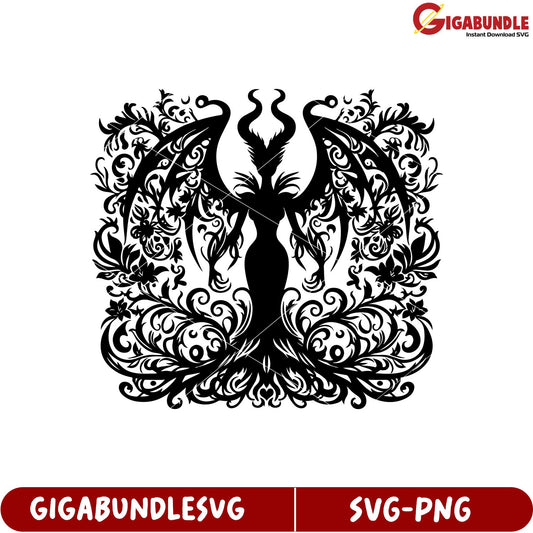 Elegant Black Phoenix SVG Design for Crafting and Artwork Projects