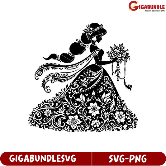 Elegant Bride Silhouette SVG Cut File for Crafting and Design Projects