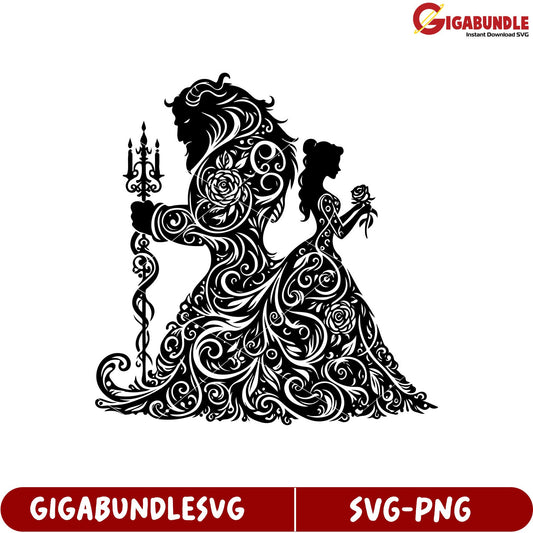 Elegant Couple Silhouette Decorative SVG Design for Crafts and Projects