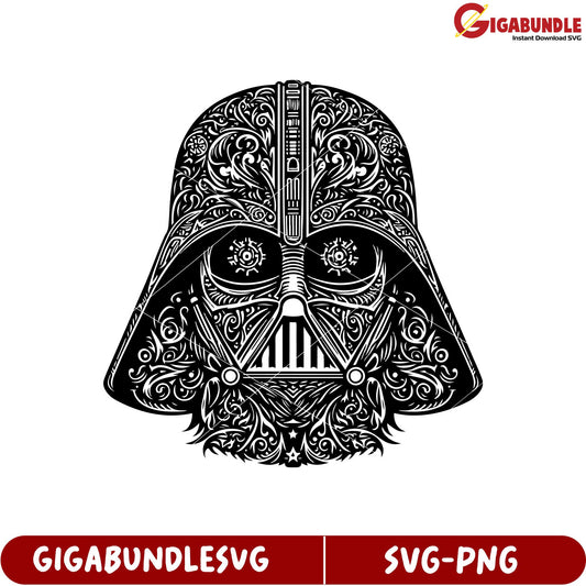 Elegant Darth Vader Head SVG Design for Craft Projects and Print