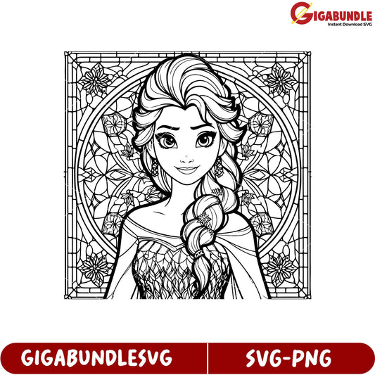 Elegant Elsa Coloring Page SVG Design for Creative Projects and Crafts