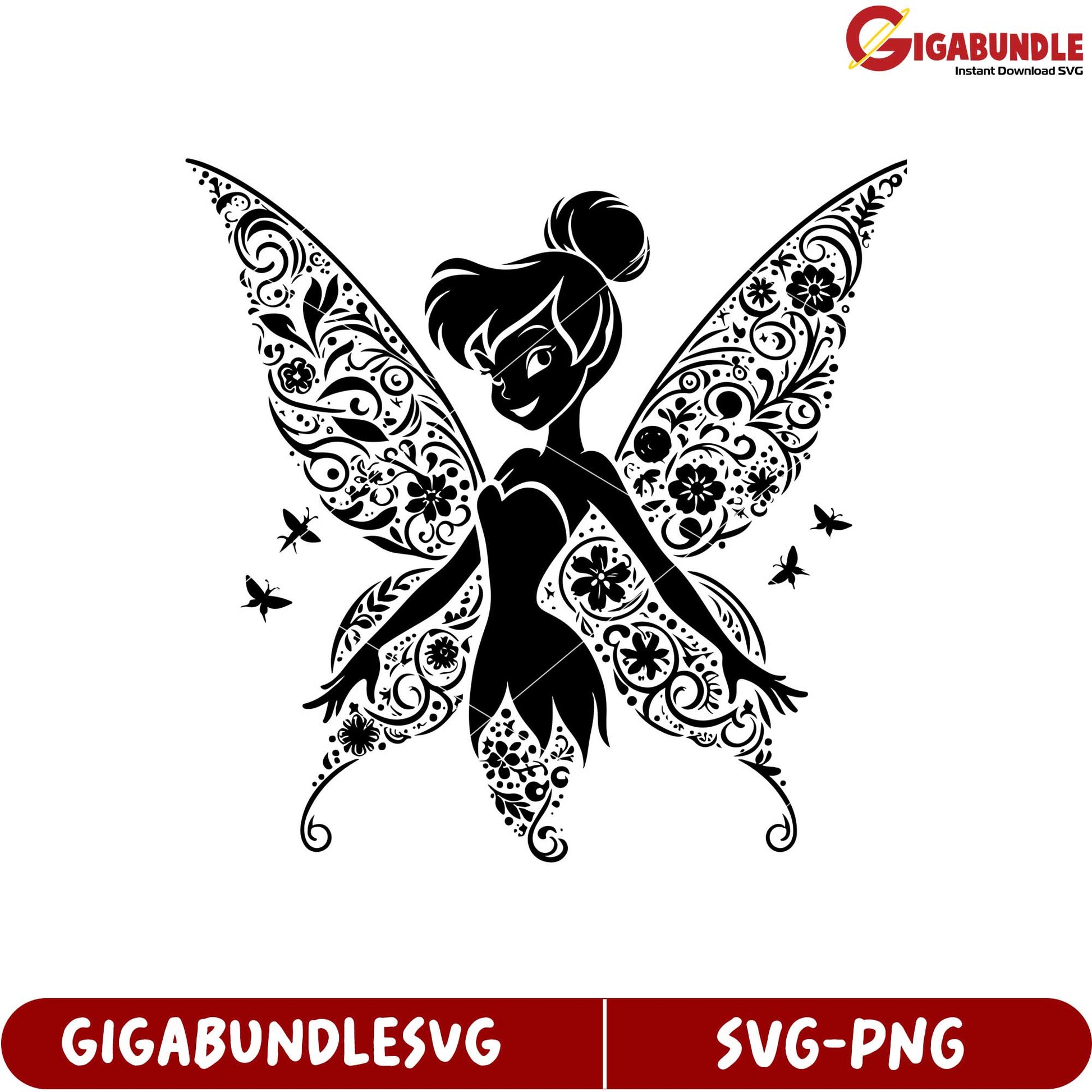 Elegant Fairy SVG Design with Intricate Wings for Craft Projects