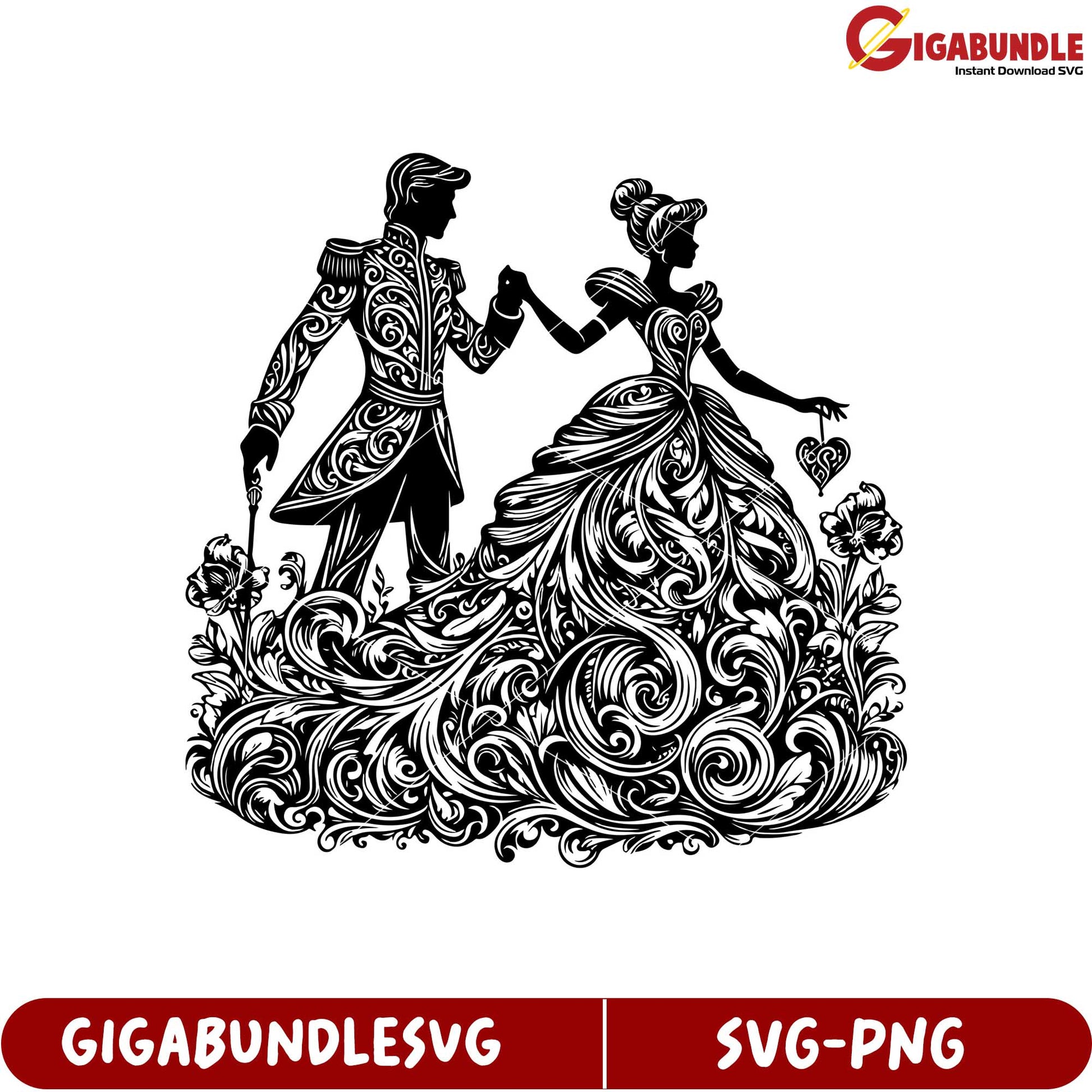 Elegant Fairy Tale Couple SVG Design for Crafting and Invitations