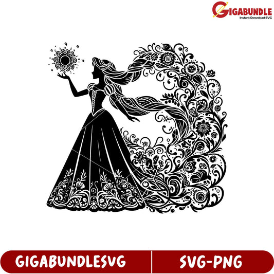 Elegant Fairy Tale Princess SVG Design for Creative Projects