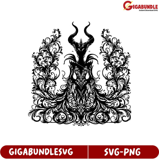 Elegant Floral Design with Mysterious Character SVG Product Download