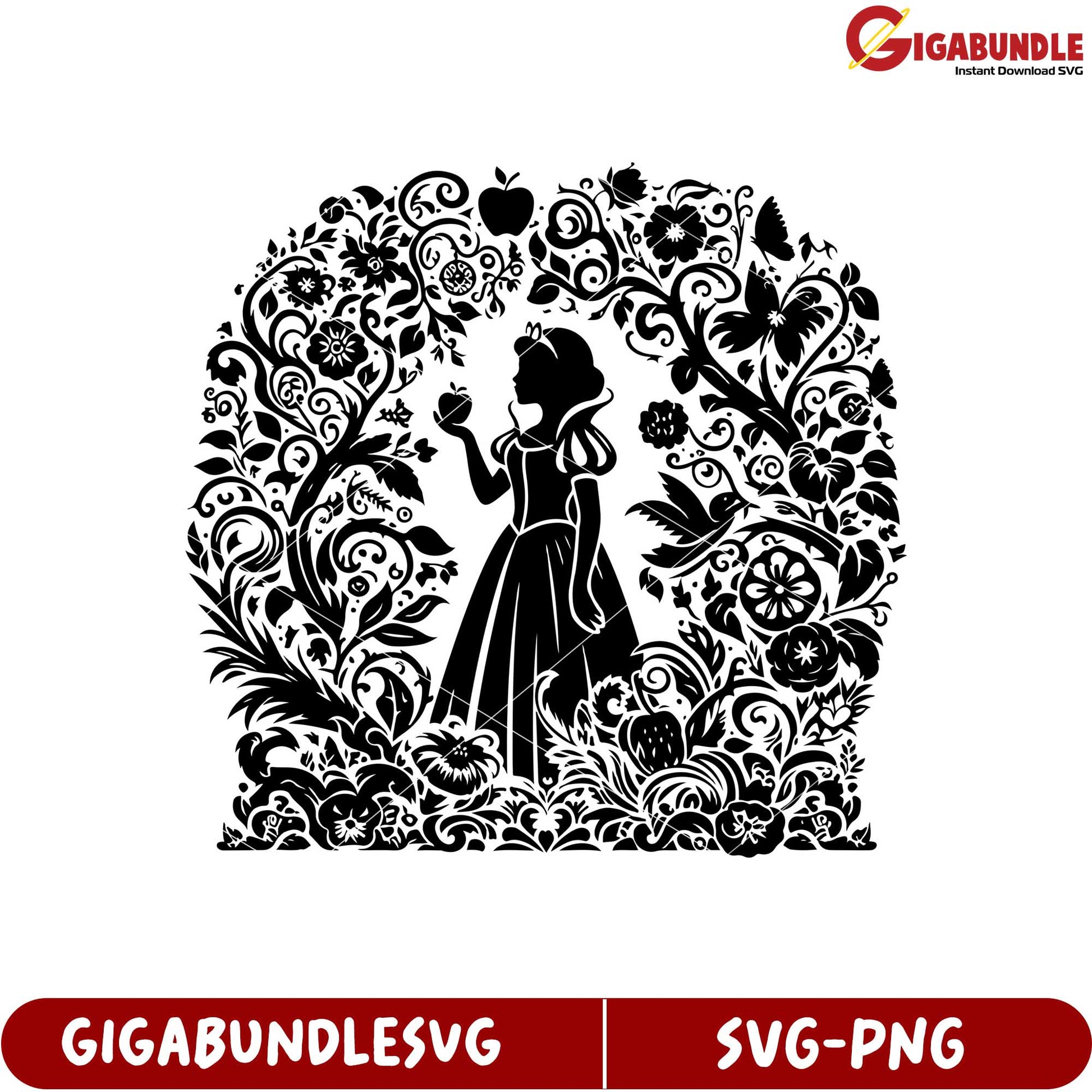 Elegant Floral Princess Silhouette SVG for Creative Projects and Crafts