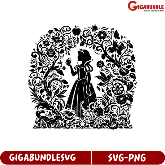 Elegant Floral Princess Silhouette SVG for Creative Projects and Crafts